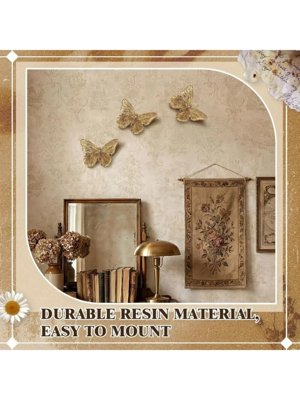 6 Pcs Vintage Gold 3D Butterfly Wall Art Sculpture - Elegant Home Decor